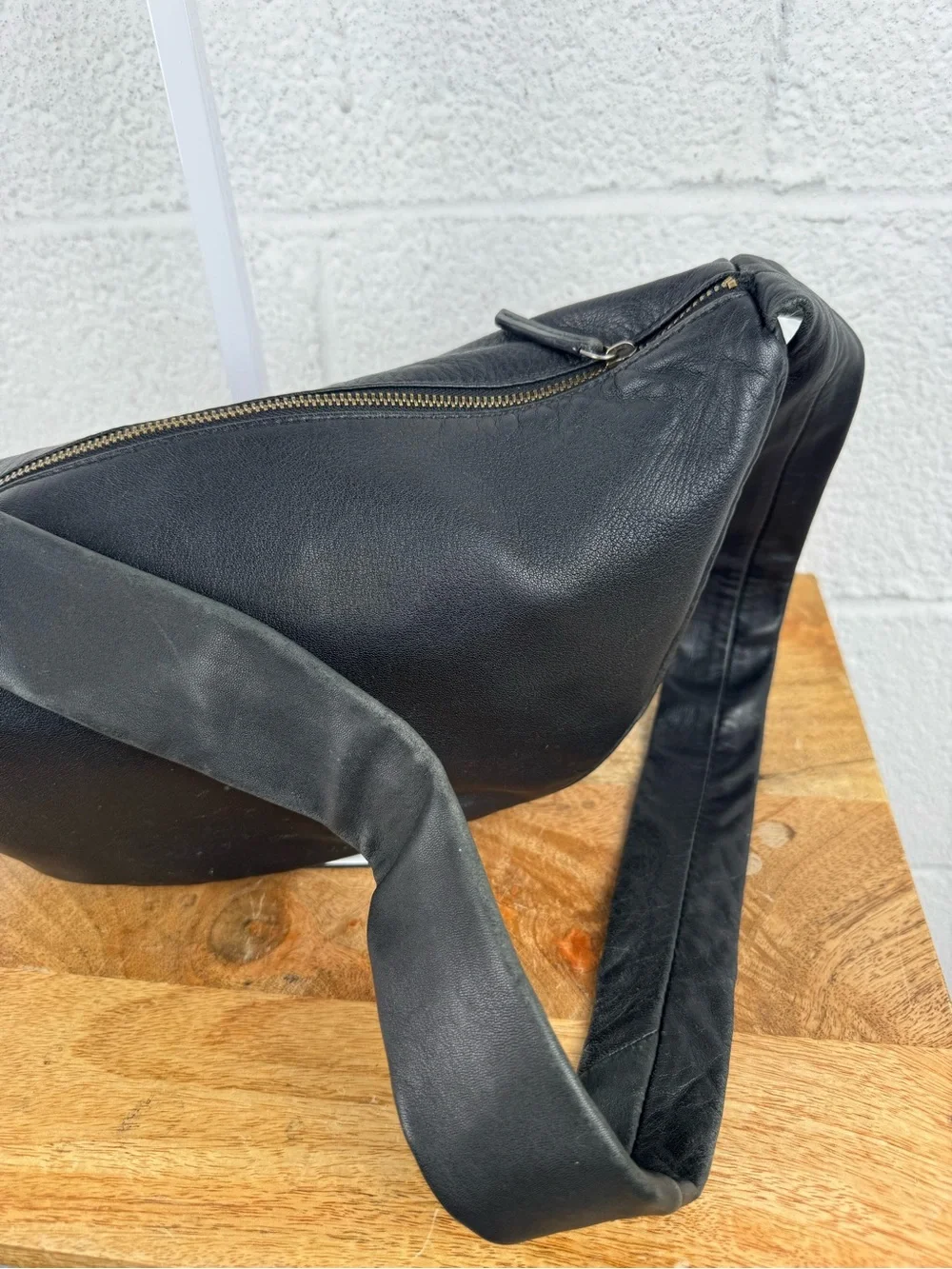 St. Agni Soft Crescent Bag Black Lambskin Leather Shoulder Bag